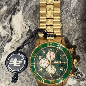 32 Degrees Gold and Green Chronograph Watch